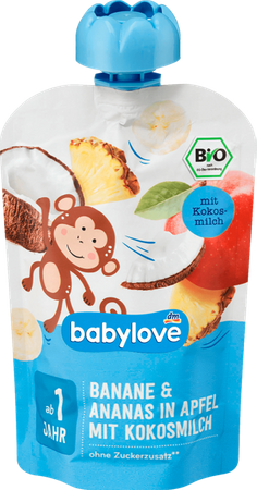 Babylove BIO Mus Banan Jabłko Ananas Mleko Kokosowe