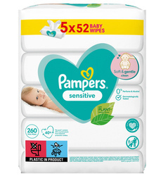 Pampers Chusteczki Pielęgnacyjne Sensitive 5x52szt