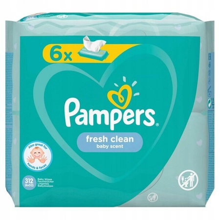 Pampers Chusteczki Nawilżane Fresh Clean Wipes 6 x 52 = 312 szt.