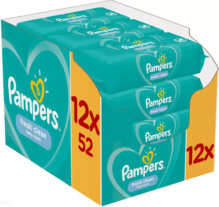 Pampers Chusteczki Nawilżane Fresh Clean Wipes 12 x 52 = 624 szt.