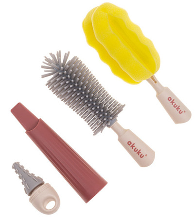 AKUKU Silikonowa Szczotka do Butelek z Wymienną Końcówką 3w1