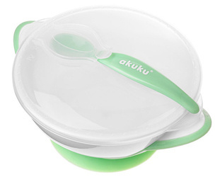 AKUKU Miseczka na Przyssawce z Łyżeczką i Pokrywką