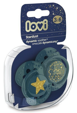 LOVI Smoczek Silikonowy Dynamiczny 3-6m Stardust Green