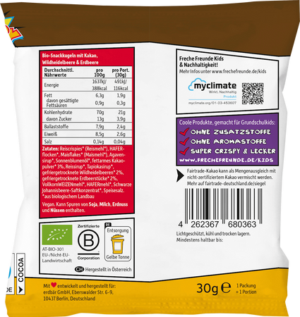 Freche Freunde Chrupiące Kuleczki z Kakao, Jagodami i Truskawkami