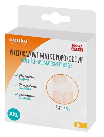 AKUKU Wielorazowe Majtki Poporodowe XXL 2 szt