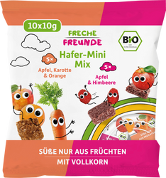 Freche Freunde Bio Mini Owsiane Batoniki Mix z Marchewką Jabłkiem i Pomarańczą