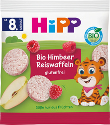 HiPP BIO Wafelki Ryżowe Malina Jabłko 