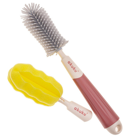 AKUKU Silikonowa Szczotka do Butelek z Wymienną Końcówką 3w1