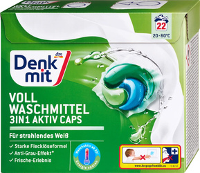 Denkmit Kapsułki do Prania Białych Tkanin 3w1 22 szt.