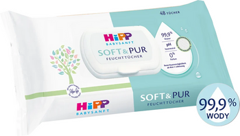 HiPP NAJLEPSZE Chusteczki dla Niemowląt Soft & Pur Water 99,9% Woda Wipes