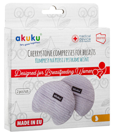 AKUKU Med Kompresy/Okłady na Piersi z Pestkami Wiśni 2x Osłonka