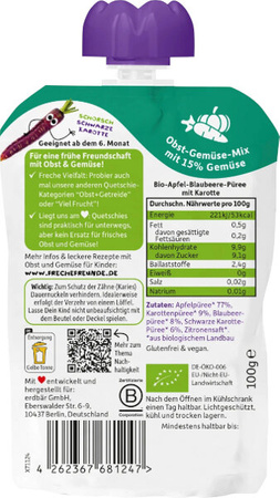Freche Freunde BIO Mus Jabłko Czarna Marchew Jagody