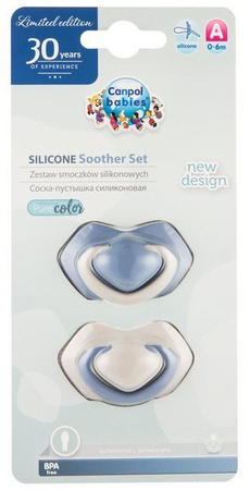Canpol Smoczek Silikonowy Symetryczny 0-6m 2 szt. PURE COLOR