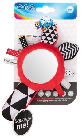 CANPOL Zabawka Kontrastowa z Piszczkiem i Lusterkiem SENSORY TOYS