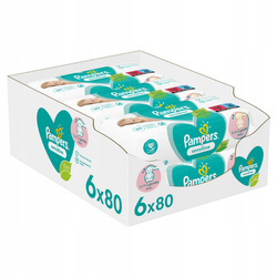 Pampers Nawilżane / Mokre Chusteczki Sensitive 6x80 Wrażliwa Skóra
