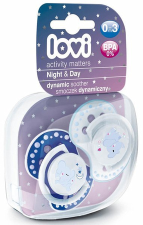 LOVI Smoczek Silikonowy Dynamiczny 0-3m Night&Day Boy