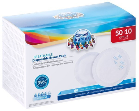 CANPOL Oddychające Wkładki Laktacyjne Białe 60 szt