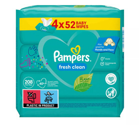 Pampers Chusteczki Nawilżane Fresh Clean Wipes 4 x 52 = 208 szt.