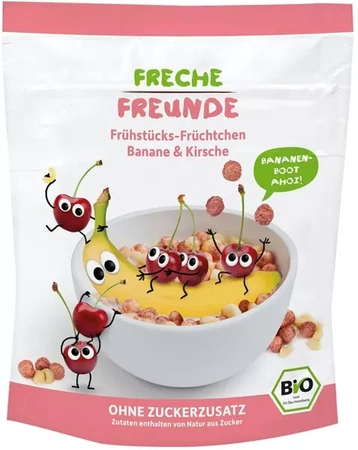 Freche Freunde BIO Chrupiące Krążki Zbożowe Banan Wiśnia