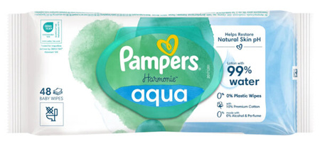 Pampers Harmonie Aqua - Delikatne Chusteczki Nawilżane dla Dzieci 48szt