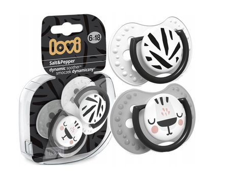 LOVI Dynamiczny Smoczek Silikonowy Salt & Pepper 6-18m