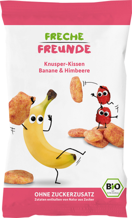 Freche Freunde Bio Chrupiące Poduszeczki Banan i Malina 