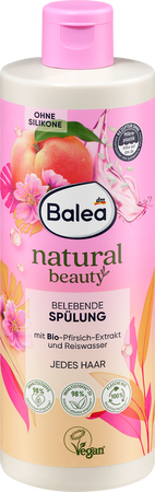 Balea Natural Beauty Odżywka Belebend z bio-ekstraktem z brzoskwini i wodą ryżową / Balea Natural Beauty Odżywka Belebend – nawilżająca i wzmacniająca włosy / Balea Natural Beauty Odżywka Belebend bez silikonów z ekstraktem z brzoskwini