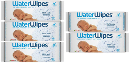 5 x Chusteczki WaterWipes  99,9% Wody 300 szt.