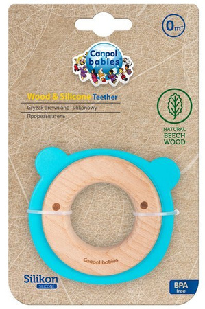 Canpol Gryzak Drewniano Silikonowy dla Niemowląt MIŚ