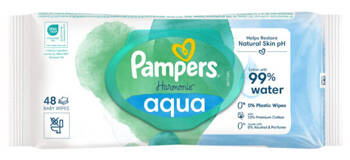 Pampers Harmonie Aqua - Delikatne Chusteczki Nawilżane dla Dzieci 48szt