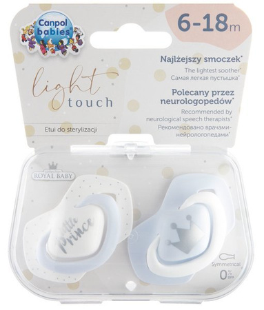 Canpol Smoczek Silikonowy Symetryczny 6-18m 2 szt. ROYAL BABY