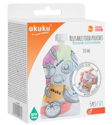 AKUKU Wielorazowe Saszetki/Tubki na Pokarm 5 szt.