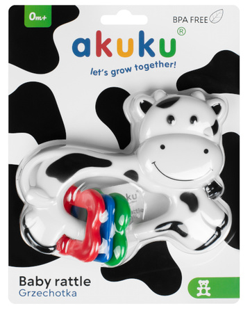 AKUKU Lekka i Poręczna Grzechotka Krówka 