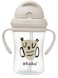AKUKU Bidon z Chowaną Słomką i Uchwytami Sowa