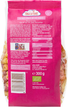 FruchteBar BIO Makaron Serduszka z Marchewką Burakiem i Pomidorami