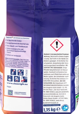 Denkmit Proszek do Prania Kolorowych Tkanin Ochrona Kolorów i Włókien Usuwanie Plam i Neutralizacja Zapachów od 20°C