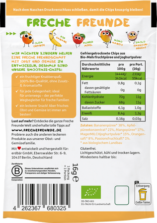 Freche Freunde Bio Smoothie Chips Egzotyczne z Jogurtem