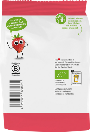 Freche Freunde Bio Wafelki Serduszka Jabłko-Truskawka 