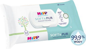 HiPP NAJLEPSZE Chusteczki dla Niemowląt Soft & Pur Water 99,9% Woda Wipes 