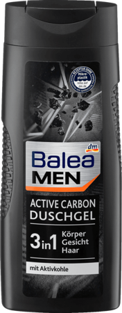 Balea MEN Active Carbon Żel do Mycia Twarzy Ciała i Włosów 